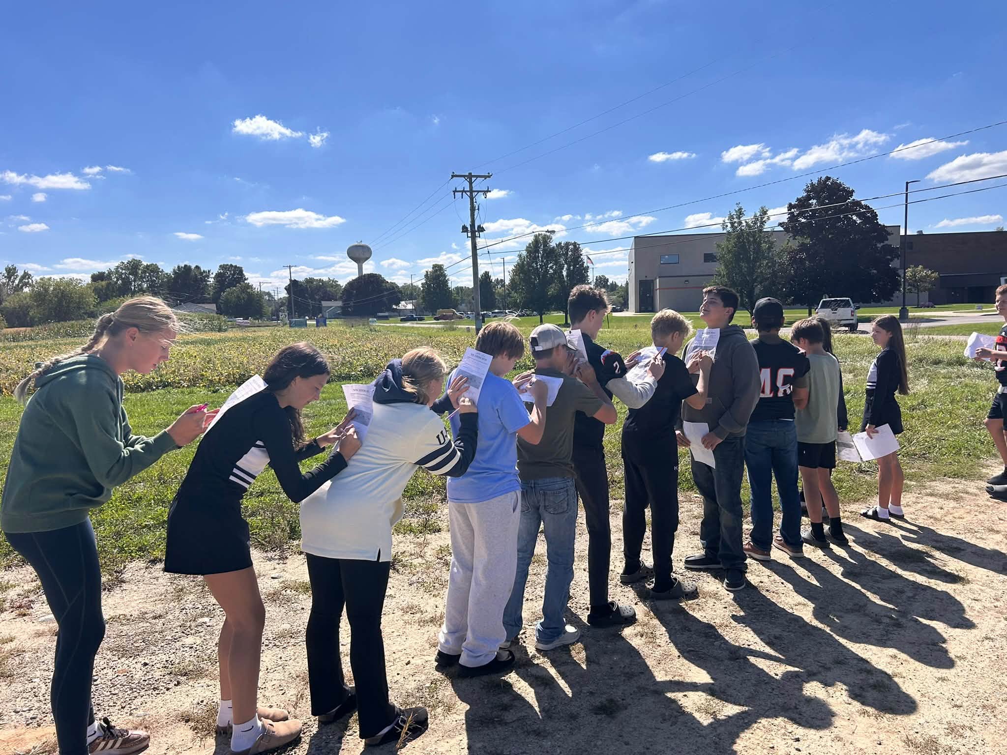 FFA students doing interactive leadership activities outside