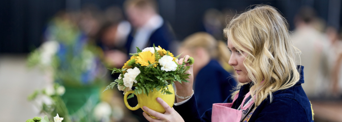 Students competing in Floriculture