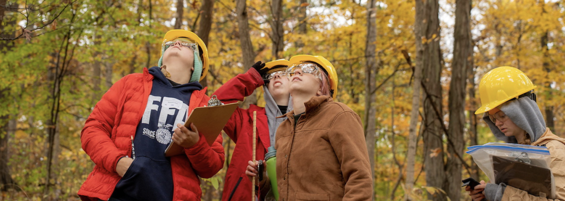 Students competing in Forestry