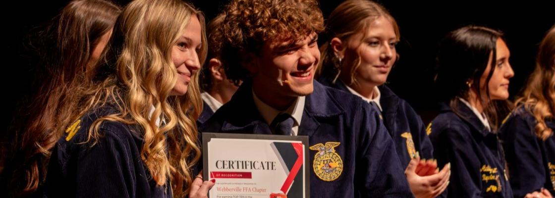 Student receiving Speak Ag Award