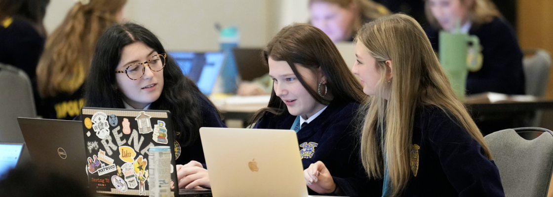 Students working on computer