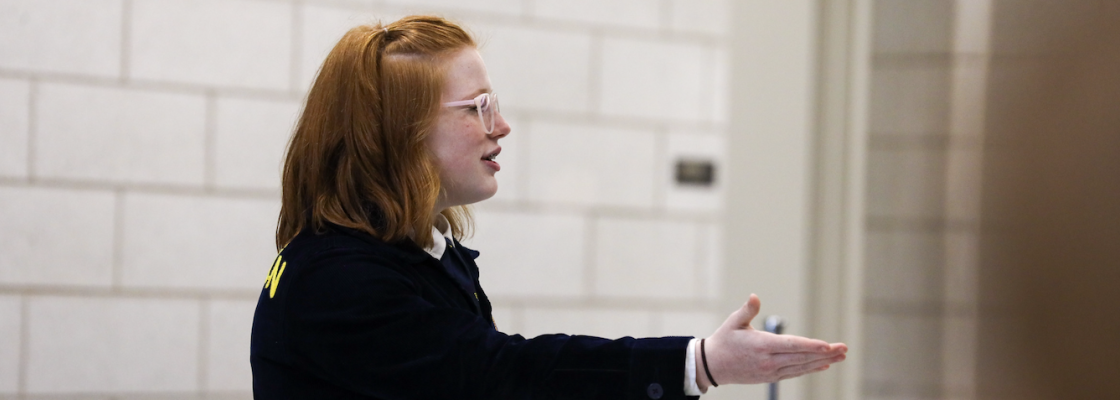 Student speaking in contest