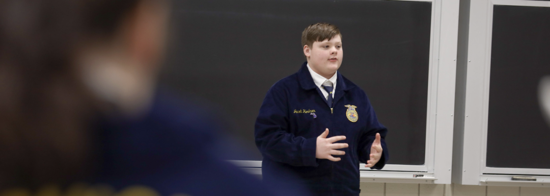Student speaking in contest