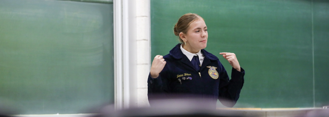 Student speaking in contest